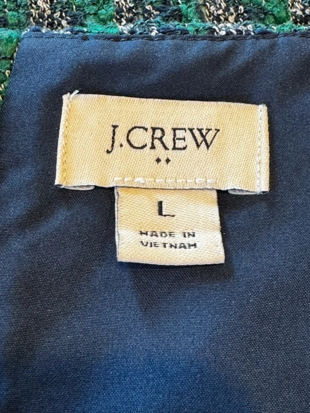 J.Crew Green Blue Tweed Sleeveless Top Size Large Textured Bouclé
